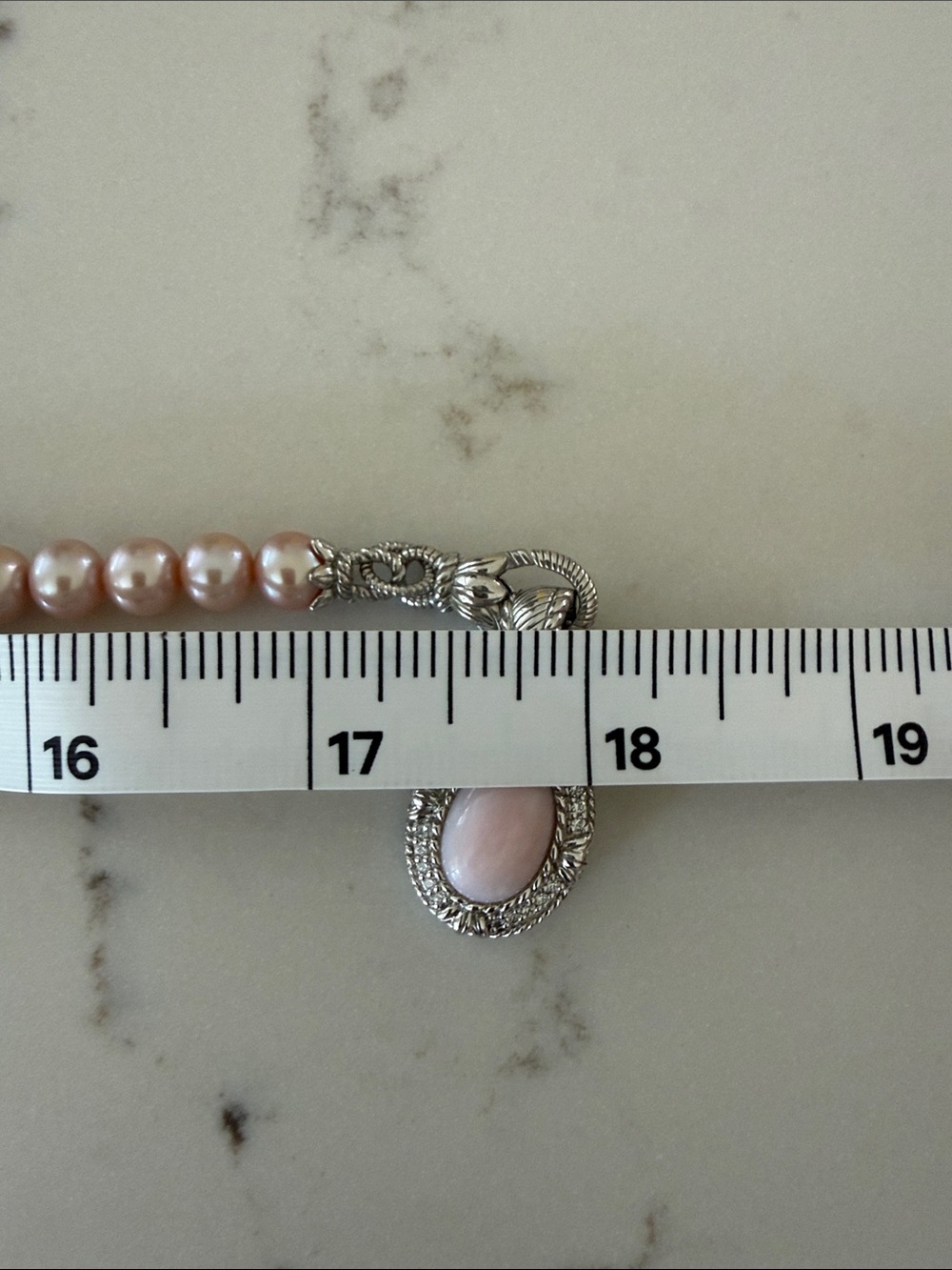 Vintage Judith Ripka sterling silver pink cultured freshwater pearl necklace - Picture 8 of 8